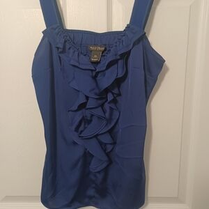 White House Black Market blue ruffle front tank sz XS